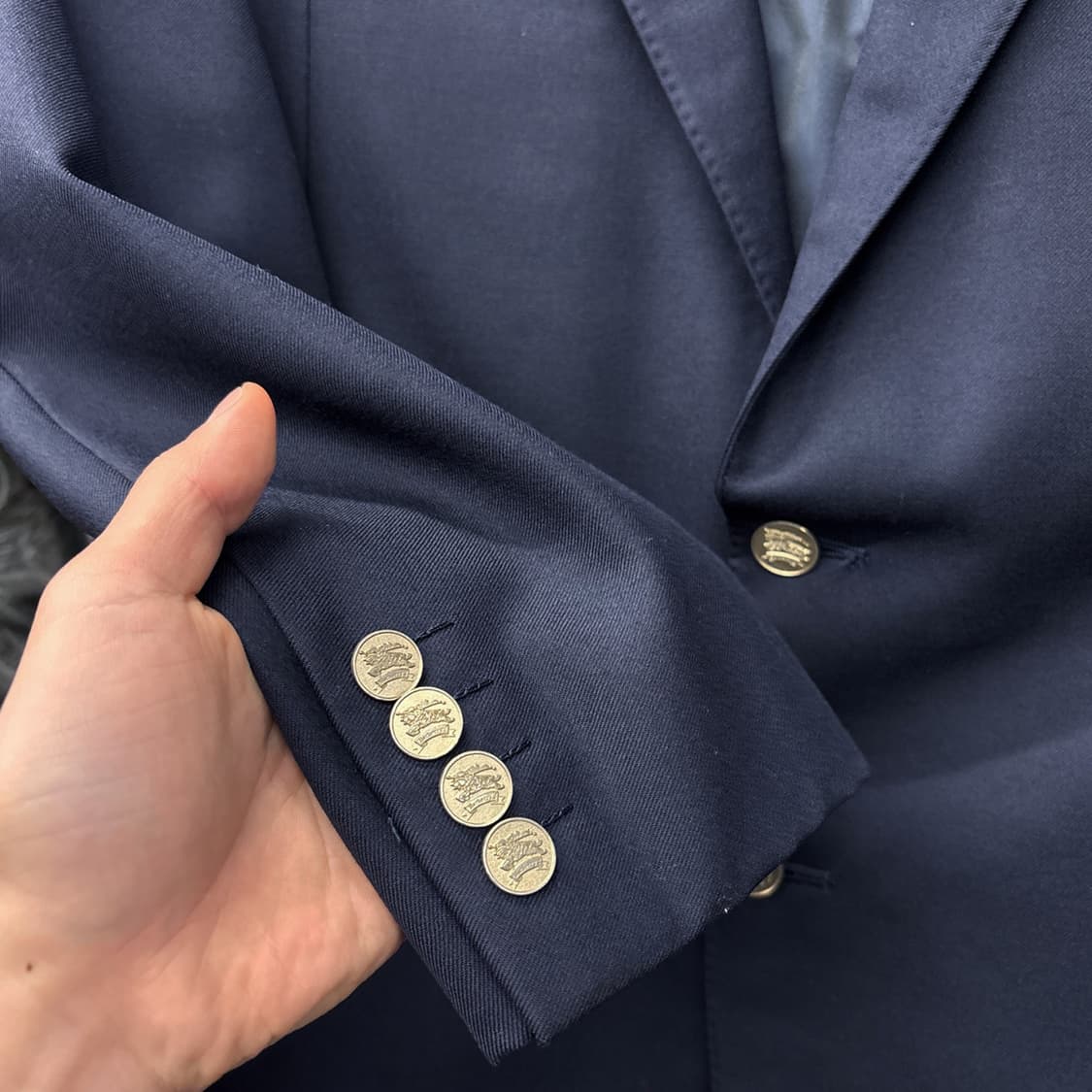 80~90s 올드 버버리 로얄허사즈 골드버튼 블레이저 자켓 N1174 상품이미지6