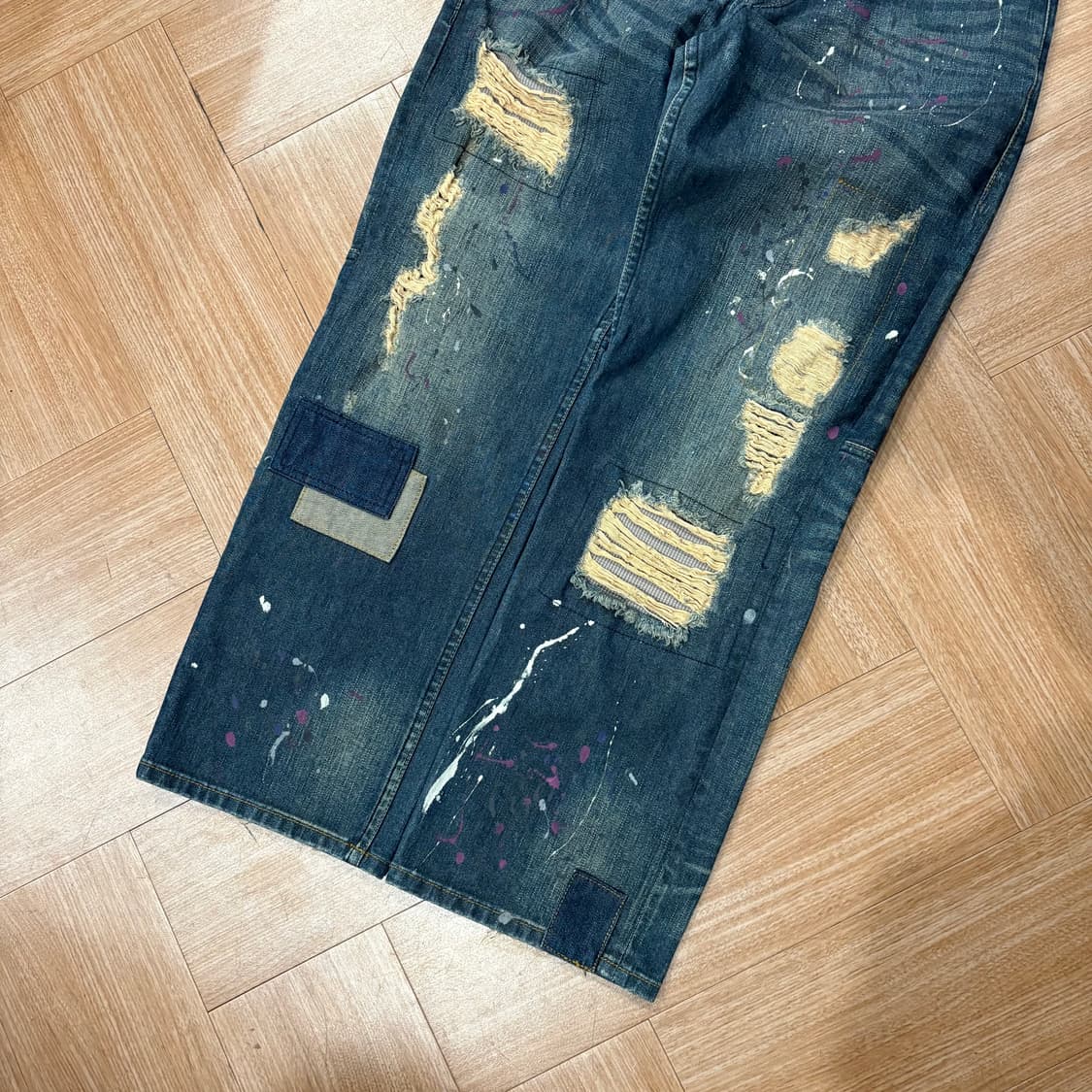알마니 익스체인지 페인팅 데미지 패치워크 데님 상품이미지6