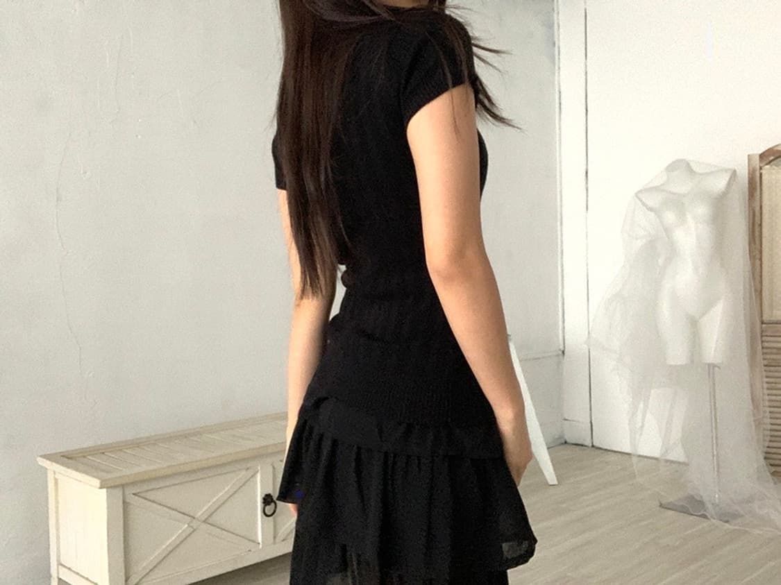 Black casual turtleneck knit top 상품이미지3