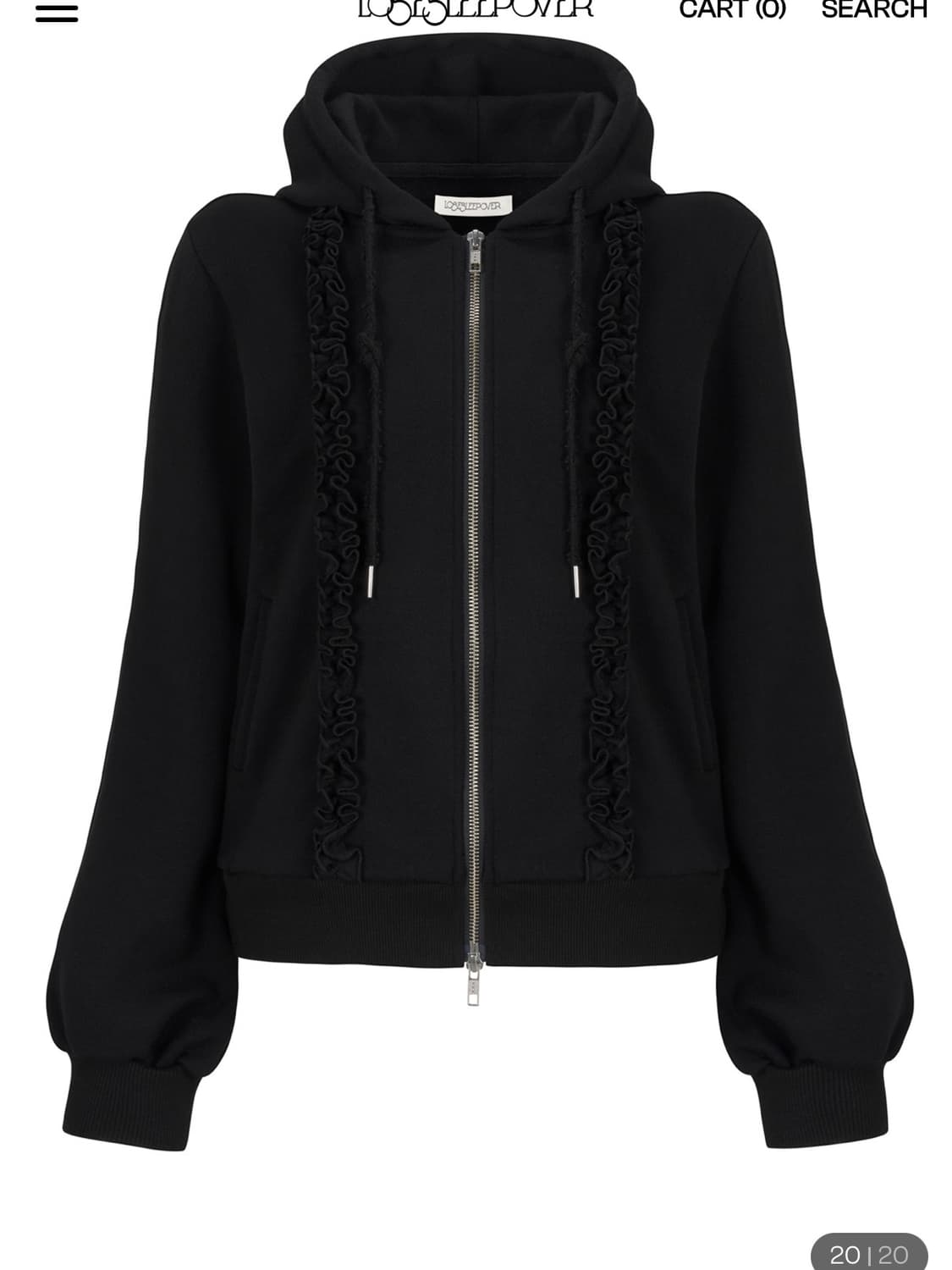 루즈슬립오버 프릴 후드집업 블랙 S 상품이미지2