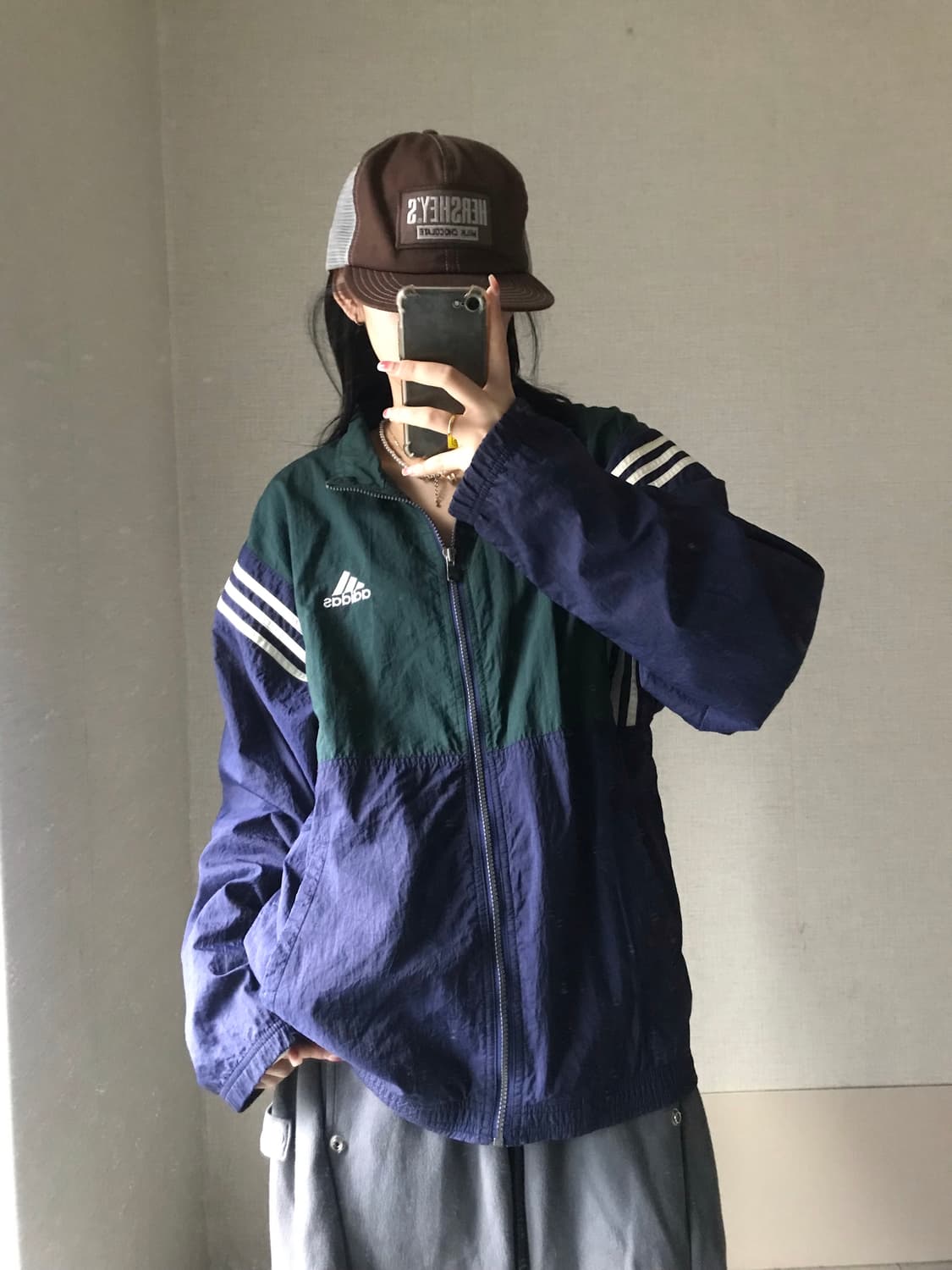 아디다스 올드스쿨 네이비 그린 바람막이 상품이미지4