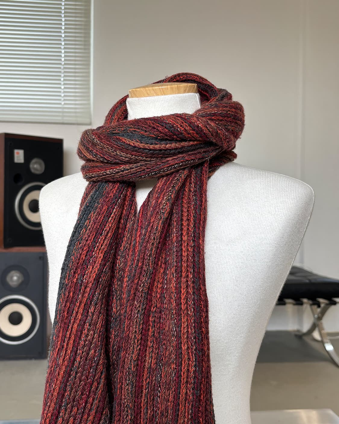 japan crocodile vintage red mix muffler 상품이미지5