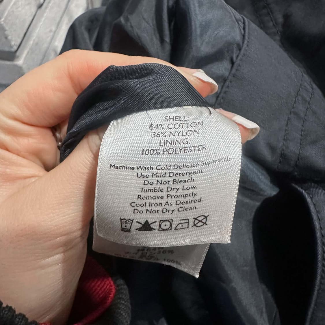 USA VINTAGE 후드 미디 자켓 래글런 허리 스트링 디테일 네이비 상품이미지6