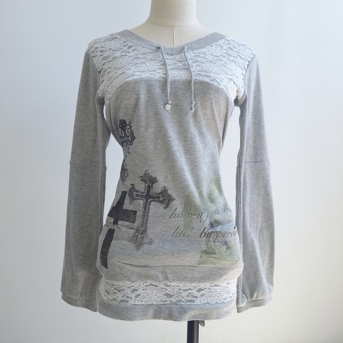 Cross angel hoodie y2k 후디 롱슬리브 빈티지 커스텀 상품이미지1