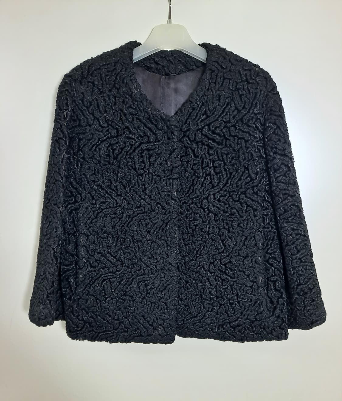 일본 빈티지 여성 하프 코트 인조 아스트라칸 S 상품이미지1