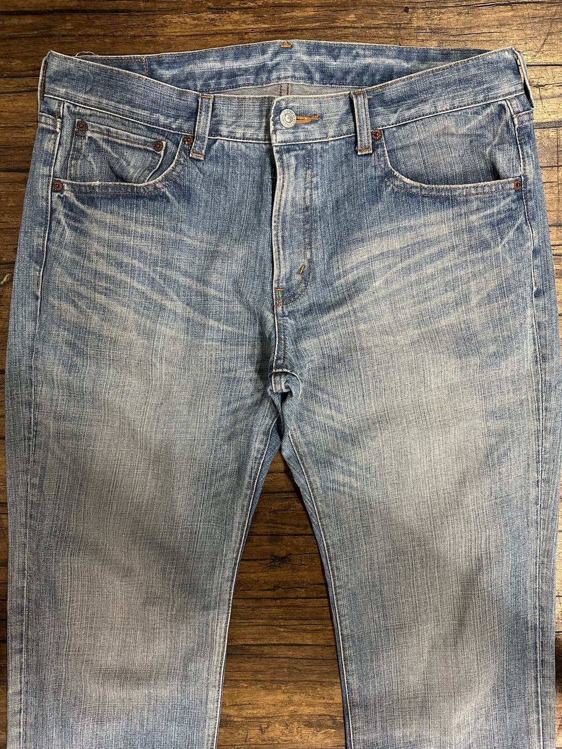 밥슨 BOBSON Crack Wash 연청 워싱 데님 팬츠 35인치 일본 상품이미지7