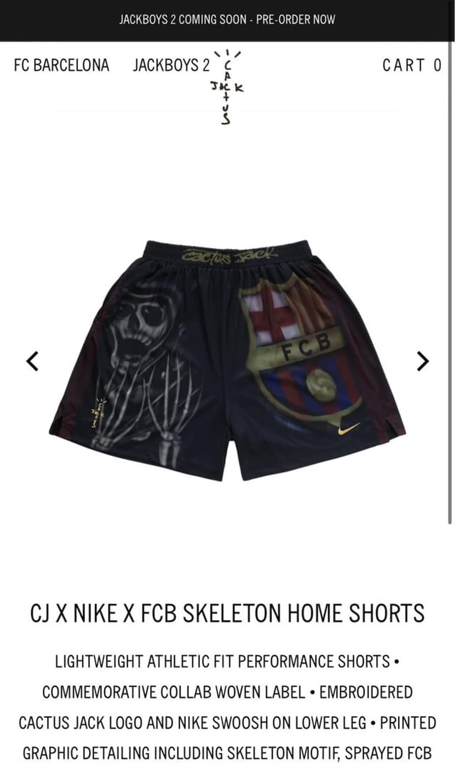 트레비스 스캇 x 바르셀로나 반바지 미개봉 (L) 상품이미지1