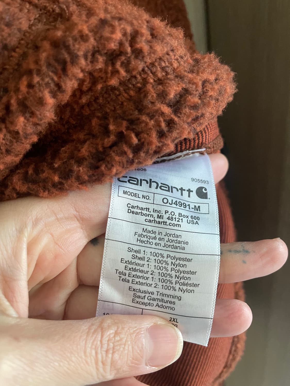 칼하트 플리스 브라운 풀오버 상품이미지6