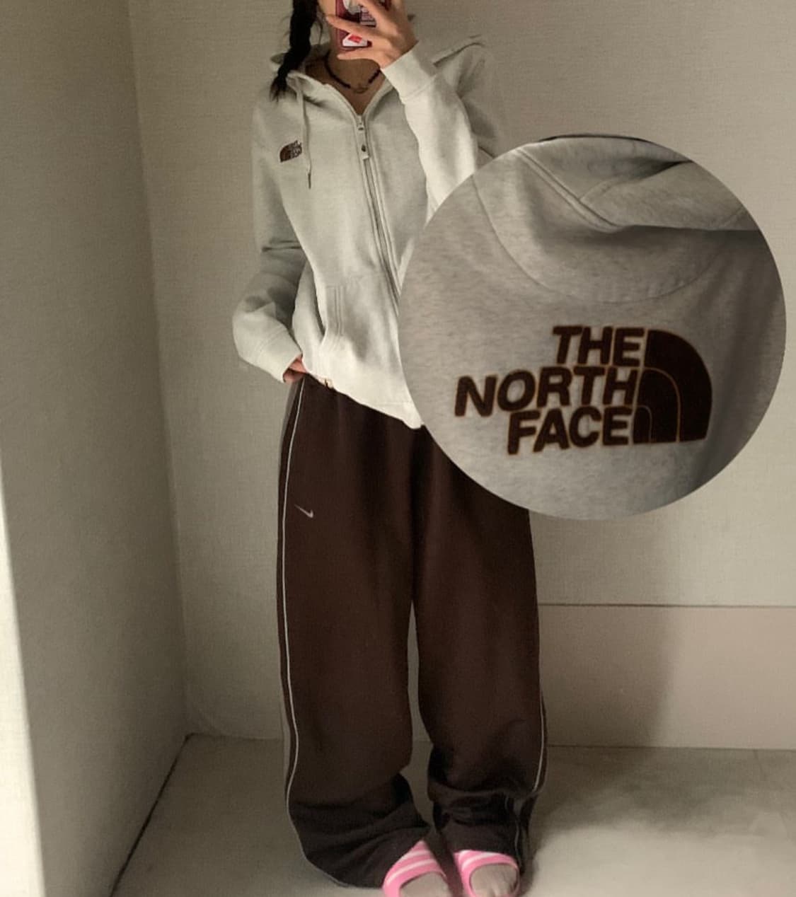 노스페이스 베이지 브라운 후드집업 상품이미지1