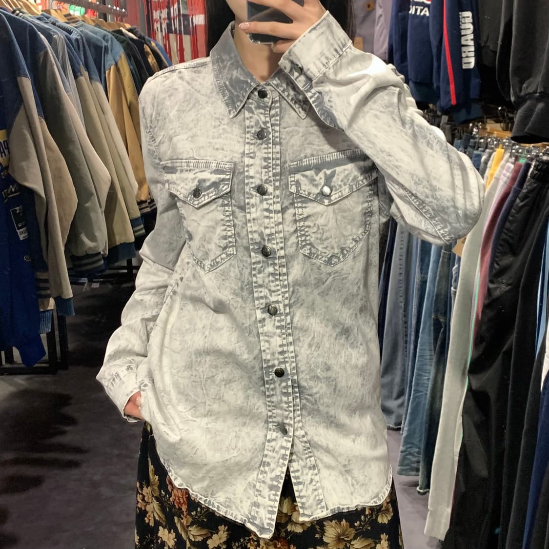 [IM] WOWLOOKZ 와우룩즈 애시드 워싱 셔츠 그레이 상품이미지3