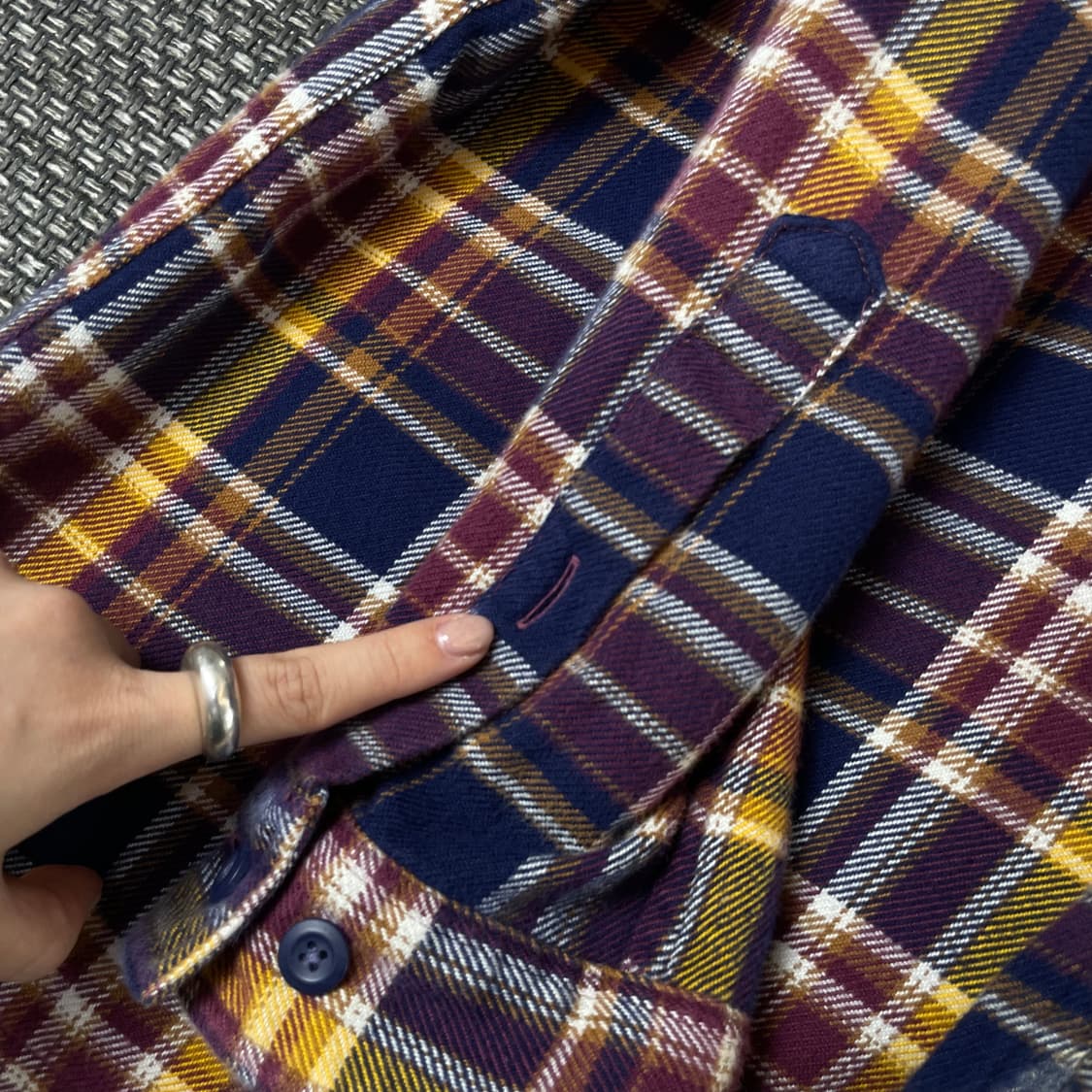 파타고니아 퍼플 블루 옐로우 멀티 체크 긴팔 셔츠 L 상품이미지7