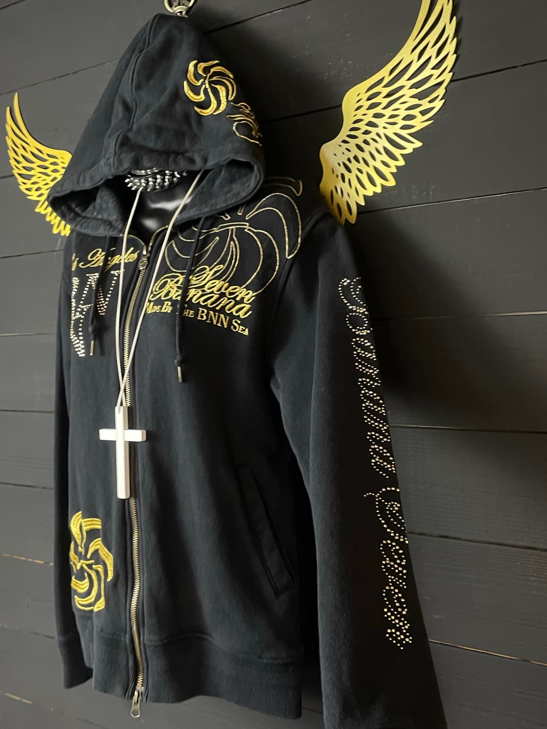 BANANA SEVEN 바나나세븐 블랙 골드 펑크 후드집업 상품이미지10