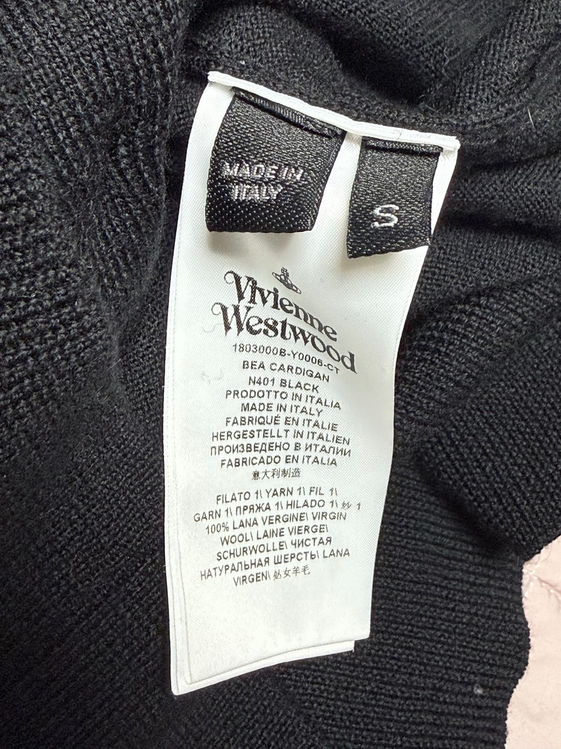비비안웨스트우드 베아 버진울 가디건 블랙 S 메이드인이태리 상품이미지3