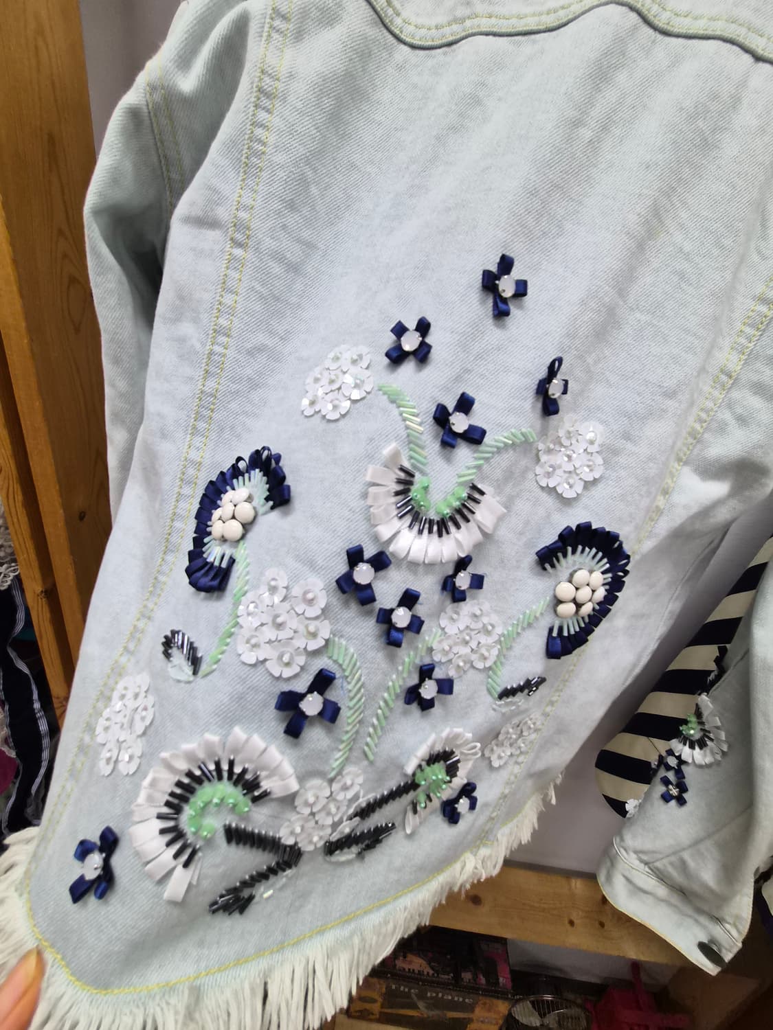 수입 핸드비즈 데님자켓.blank 도트 스트라이프 스커트 상품이미지6