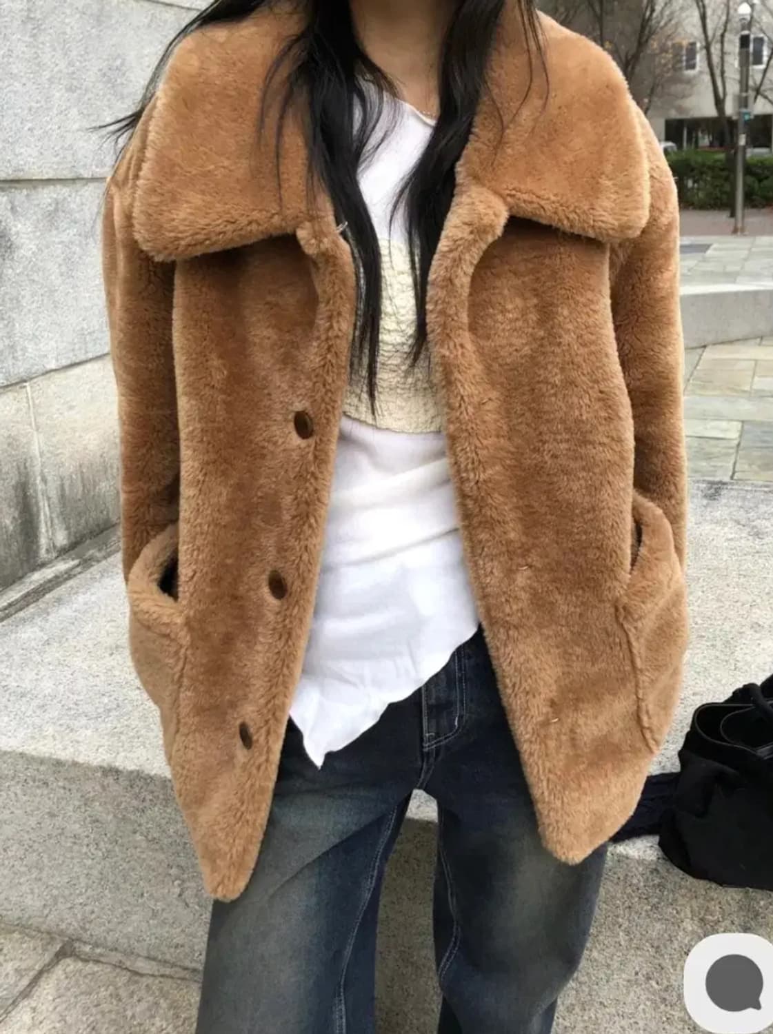 러브유쏘머치 카라털 점퍼 테디베어무스탕 브라운 상품이미지5