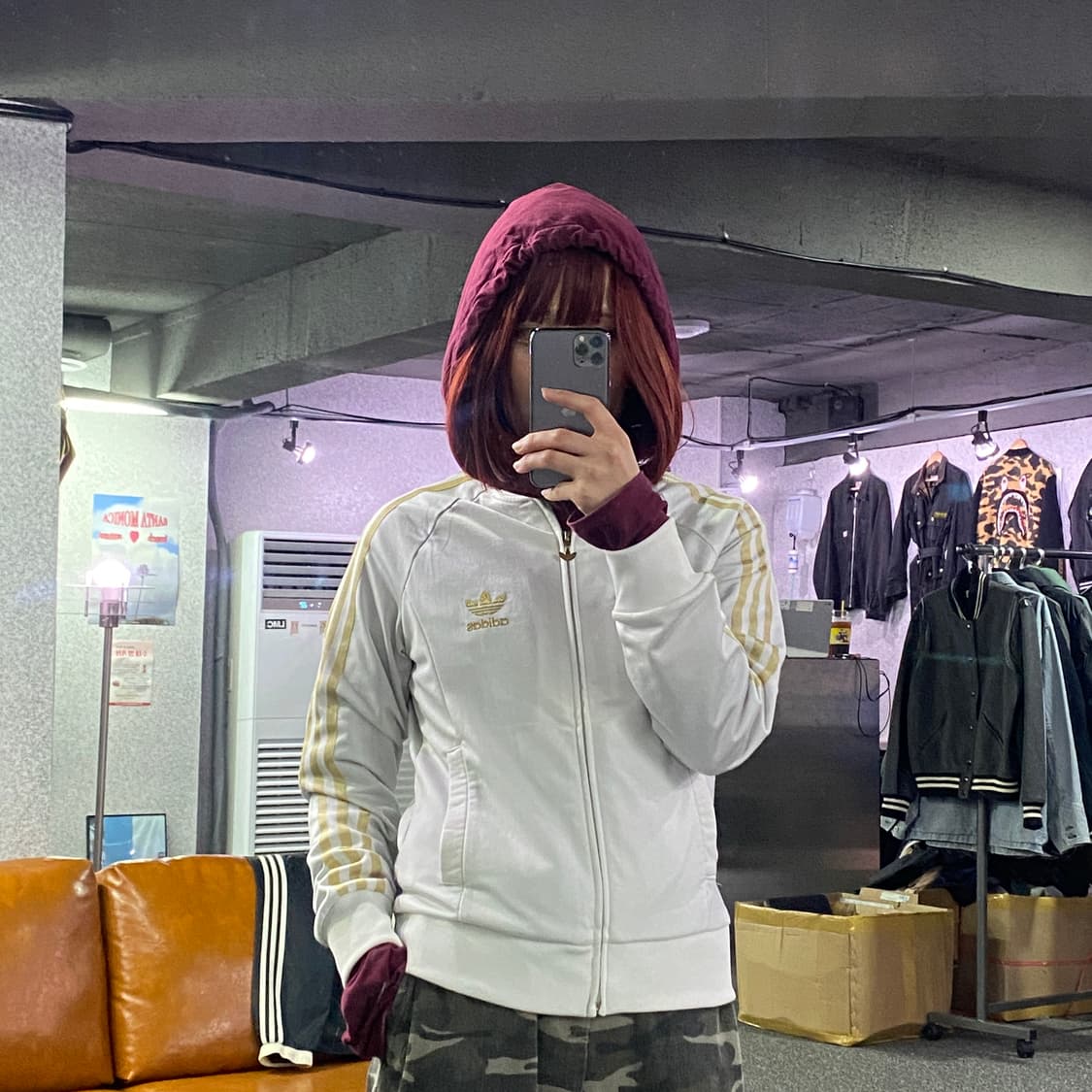 아디다스 골드&화이트 배색 라인 져지 B2443 상품이미지1
