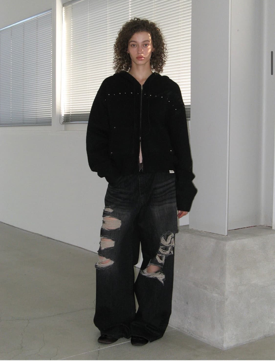 Faye Damage Jeans - Black 상품이미지1