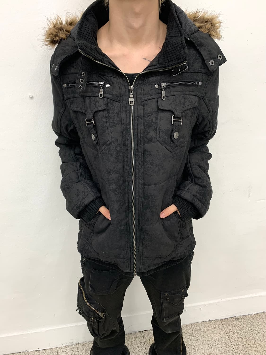 In the attic crack washed fur hood paddi 상품이미지6