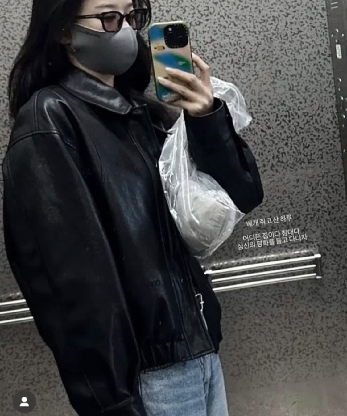 새상품)다이닛 에코레더 봄버자켓 블랙 상품이미지2