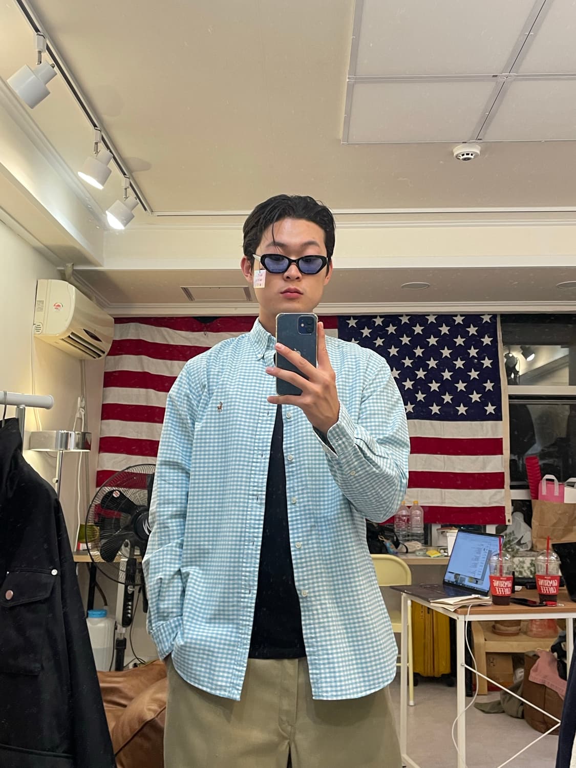 [Polo] 스카이블루 체크보드 패턴 셔츠 상품이미지2