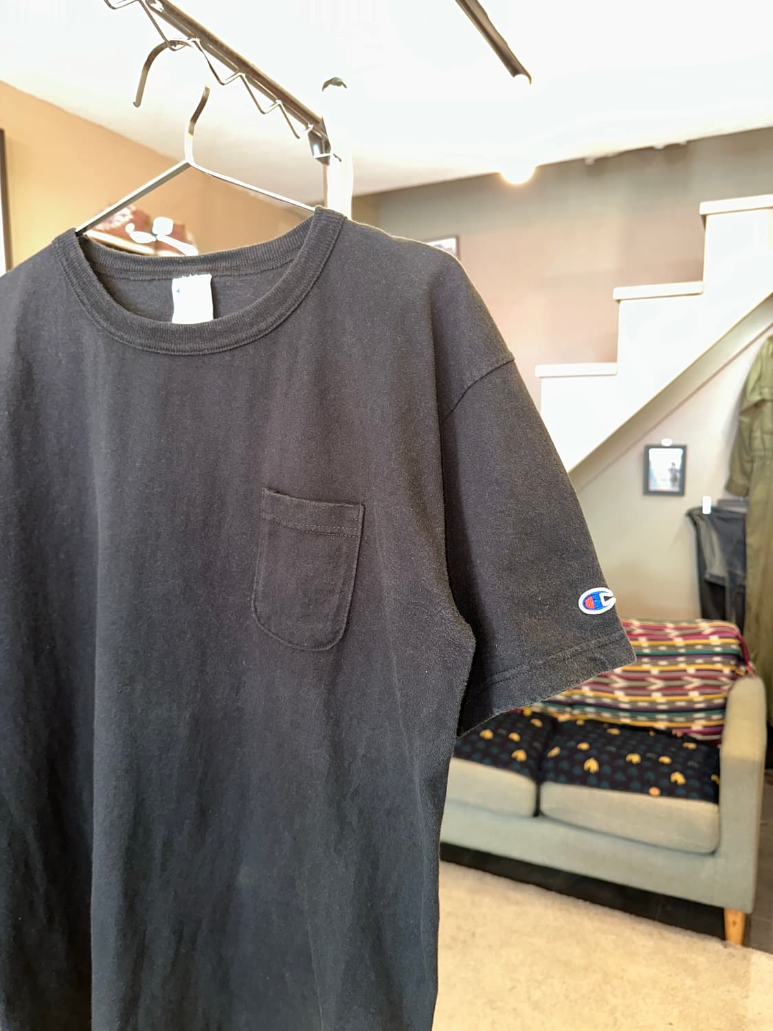 Champion T1011 black pocekt T-shirt 상품이미지4