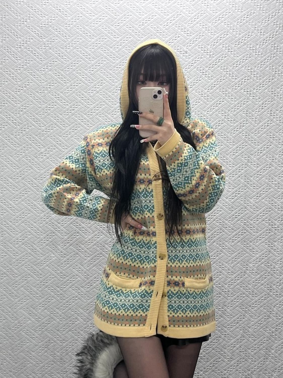 언더우드 코지 모리걸 에스닉 스프링 뜨개 후드 가디건 100 C10221 상품이미지2