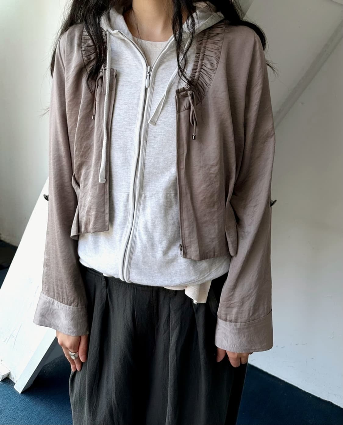 Light cotton sweat hooded zip TOP 상품이미지8