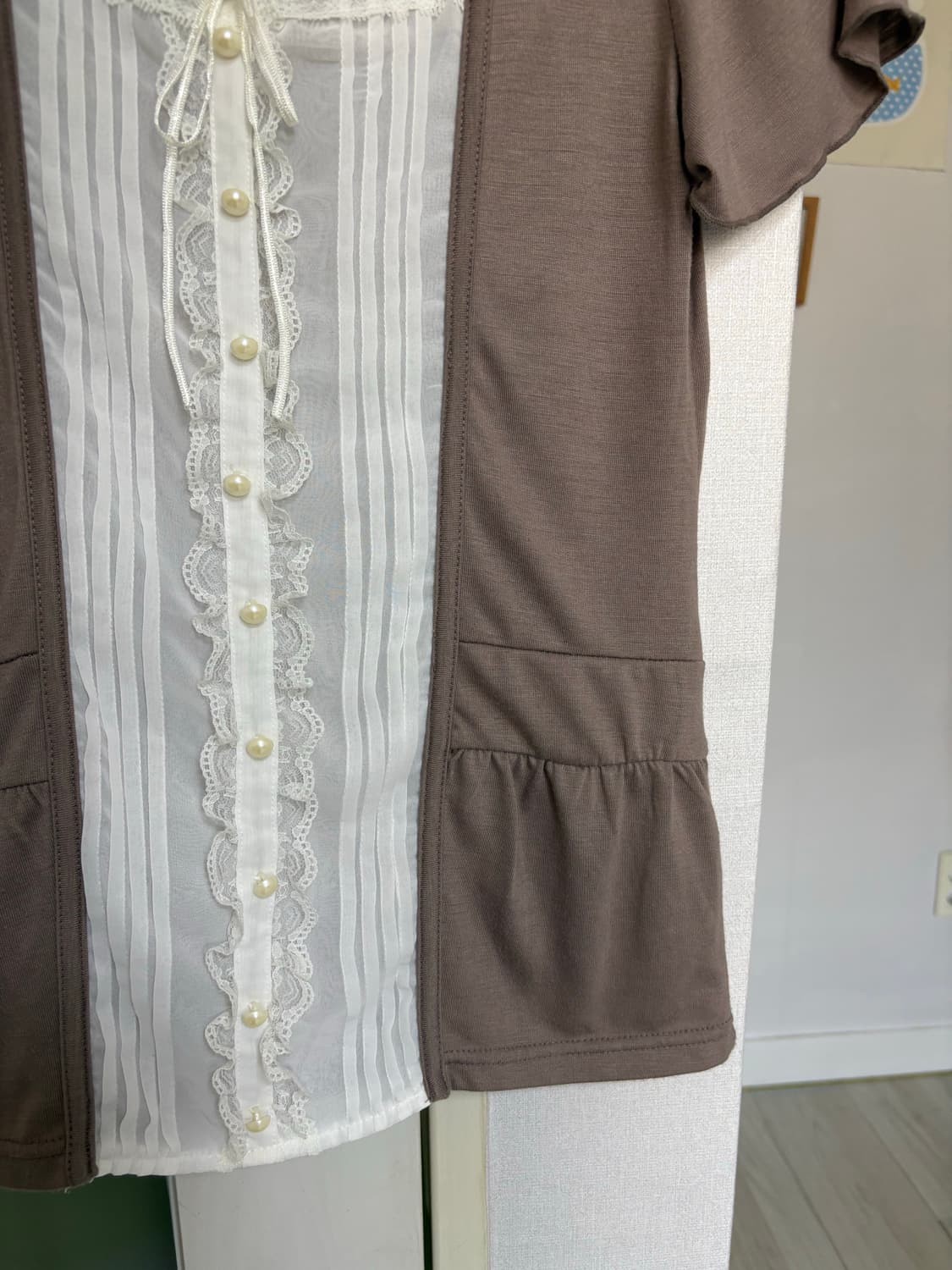 브라운 핀턱 레이어드 블라우스 상품이미지2