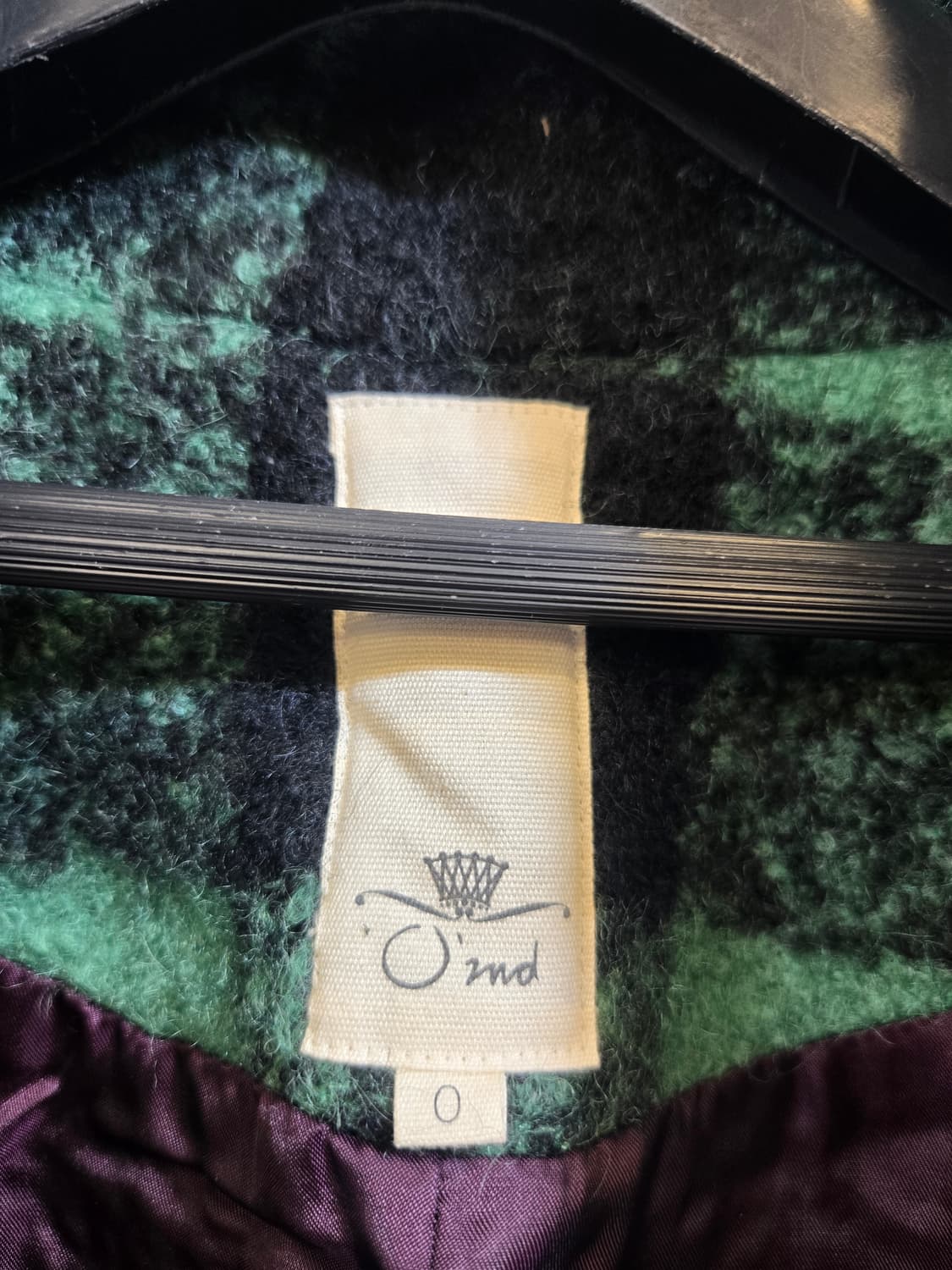 오즈세컨 그린블랙 체크 빅카라코트 상품이미지2