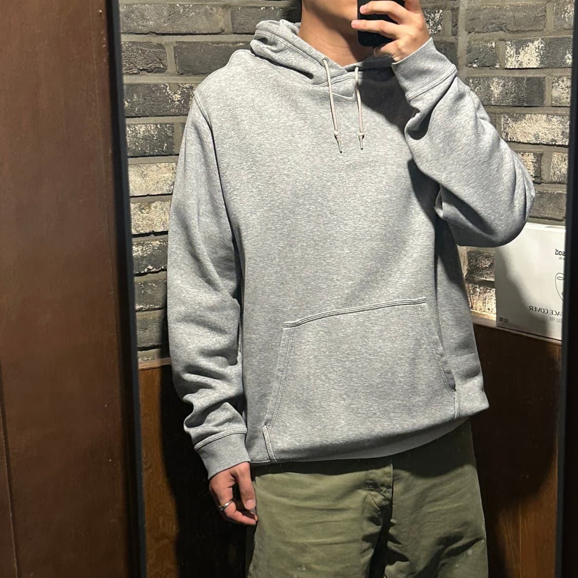 XL) 나이키 센터로고 스우시 후드티 그레이 상품이미지8