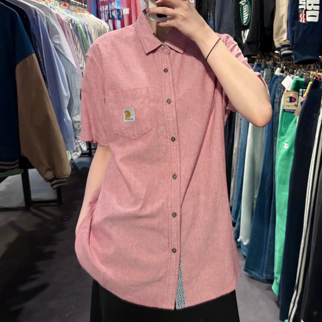 [IM] Carhartt 칼하트 반팔 워크 셔츠 핑크 상품이미지2
