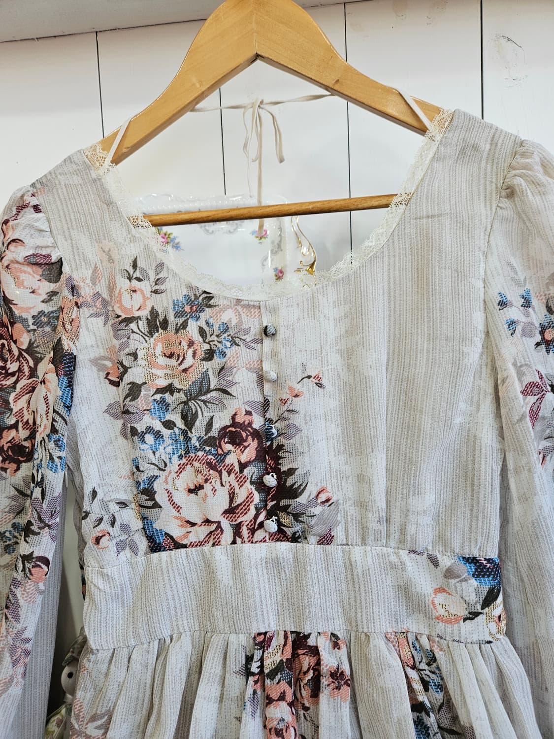 플라워 쉬폰 셔링 원피스 상품이미지2