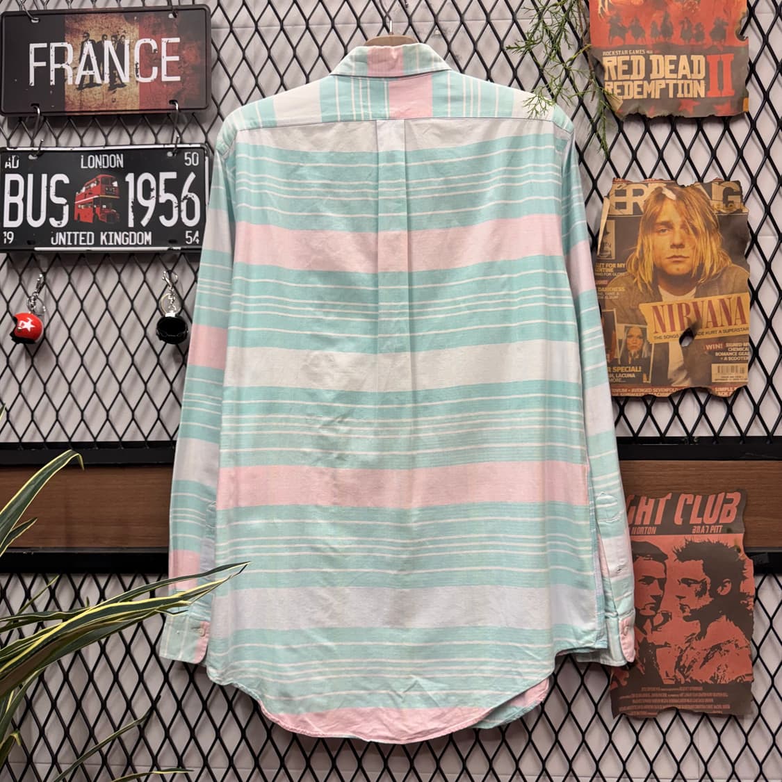 폴로 랄프로렌 멀티컬러 스트라이프 긴팔 셔츠 핑크 포니 로고 포인트 상품이미지2