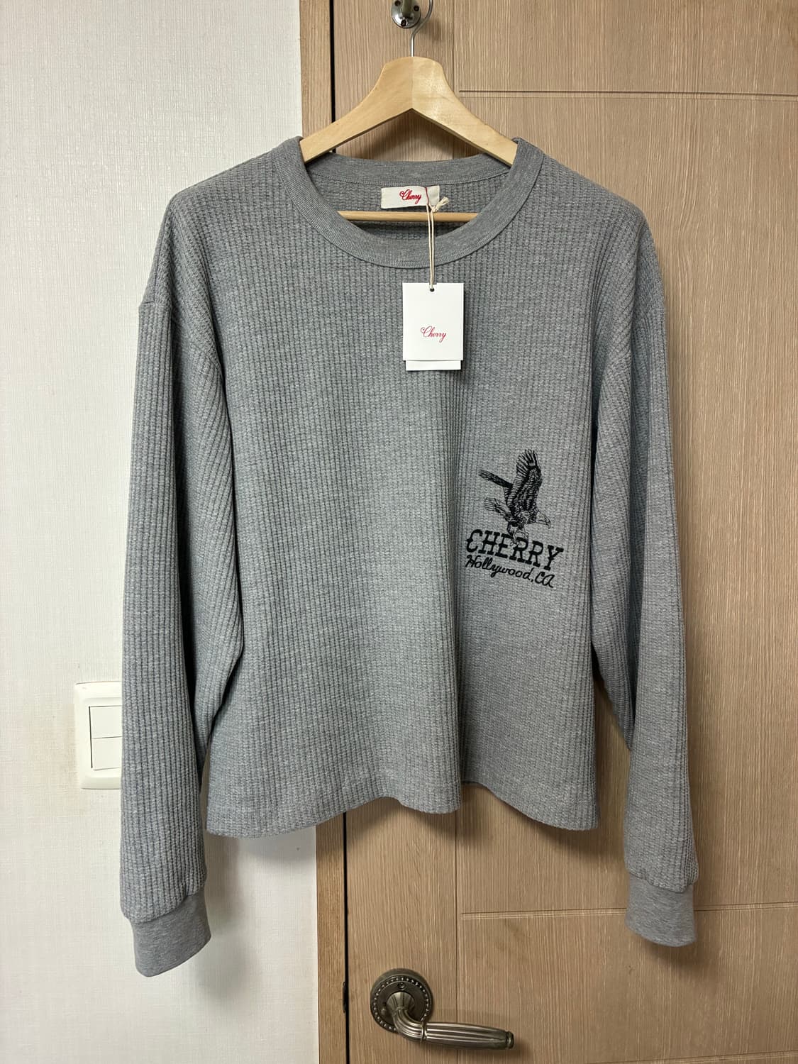 [L]cherry la 와플티셔츠 그레이 상품이미지1