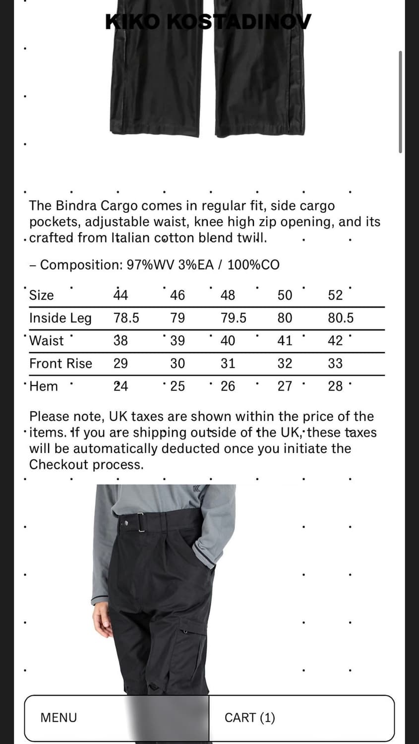 [48] 키코 코스타디노브 KK 빈드라 카고 트라우저 crow black 상품이미지9