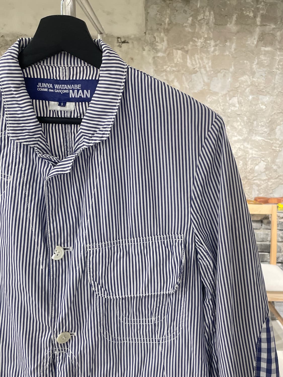 준야 와타나베 맨 ad2008 스트라이프 플랩포켓 셔츠 자켓 상품이미지3
