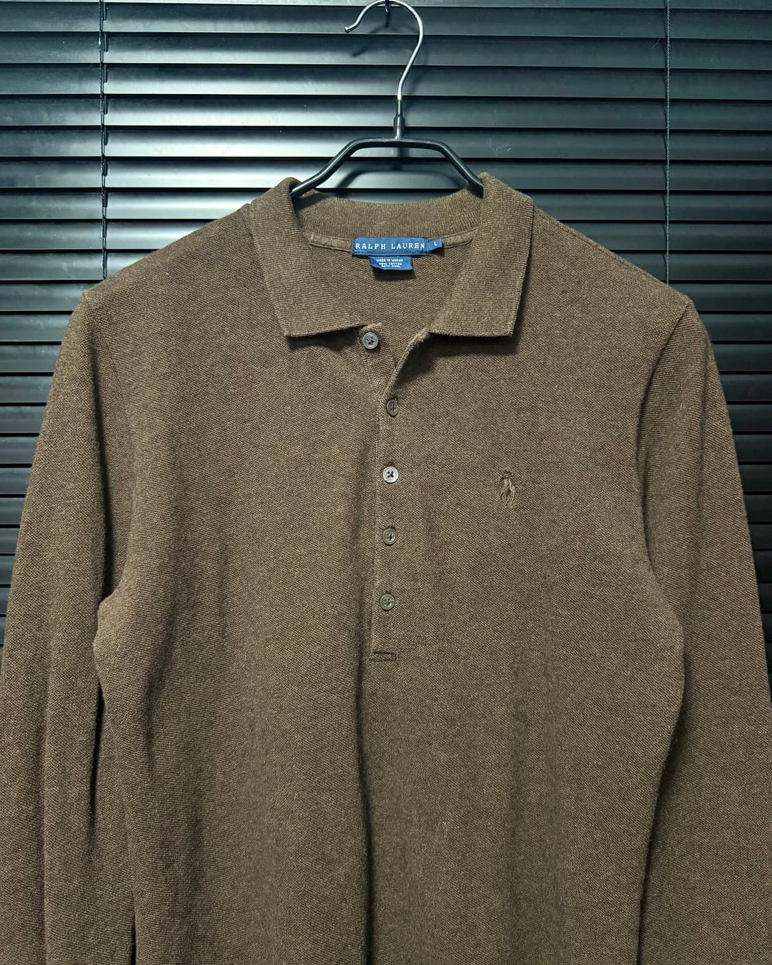 폴로 랄프로렌 PK 카라 긴팔 티 울 코튼 혼방 브라운 갈색 L 100  상품이미지4