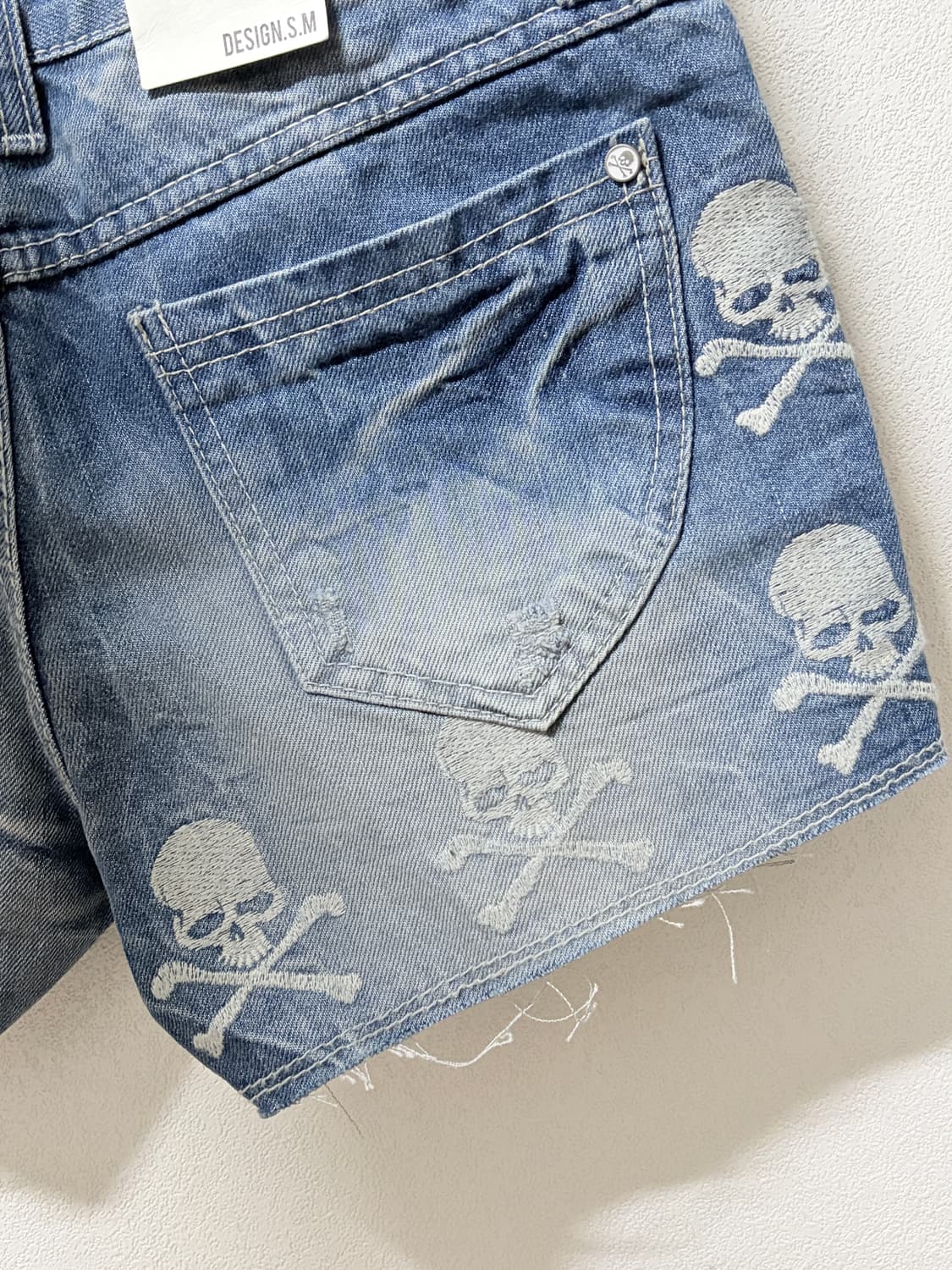스컬 데미지 데님 숏팬츠 상품이미지6