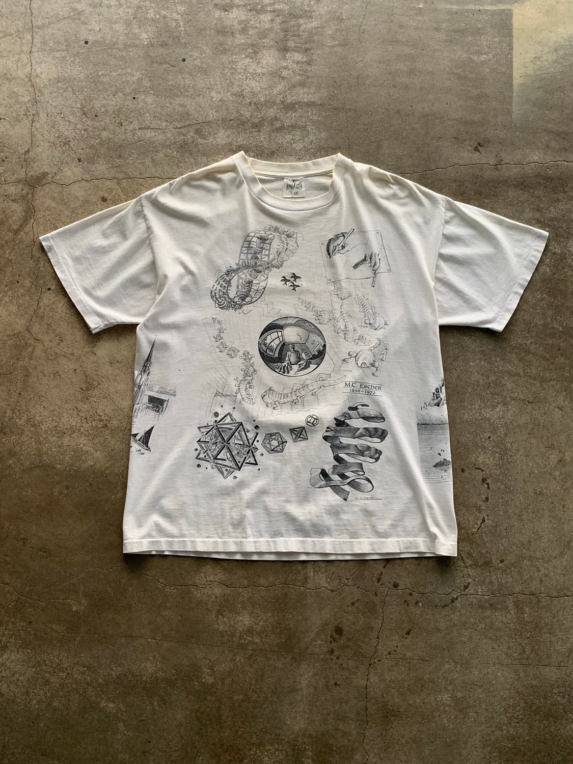 1991 M.C. Escher 아트웍 프린팅 티셔츠 상품이미지1