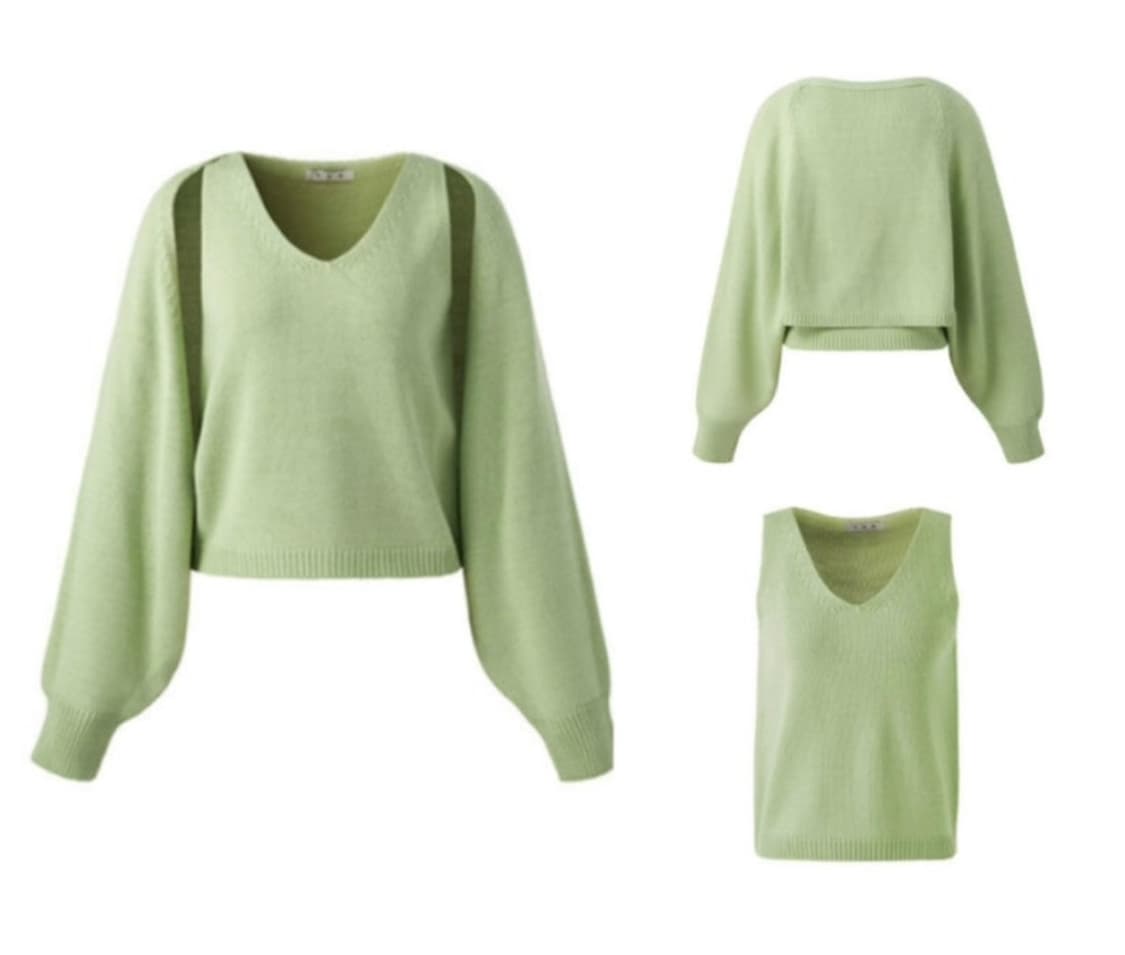 유어네임히어 볼레로 가디건 니트 슬리브리스 셋  상품이미지2