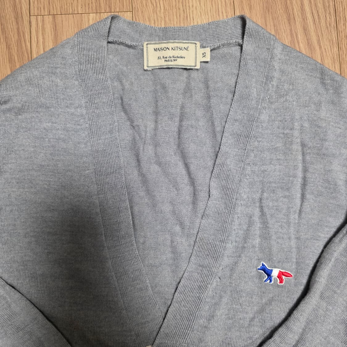 XS) 메종키츠네 트리칼러 폭스 패치 울 가디건 상품이미지2