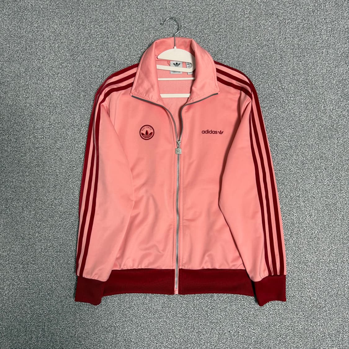 아디다스 파이어버드 배지 져지 핑크 레드 S 트랙탑 상품이미지1