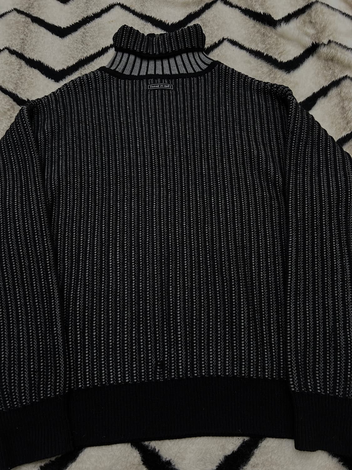 [XL]와릿이즌 하프집업 헤비 케이블 니트/블랙그레이 상품이미지4