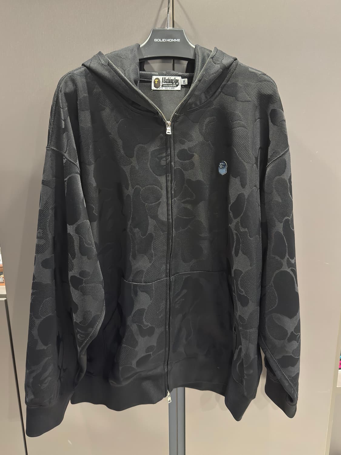 베이프 솔리드 카모 자카드 블랙 후드집업 상품이미지1