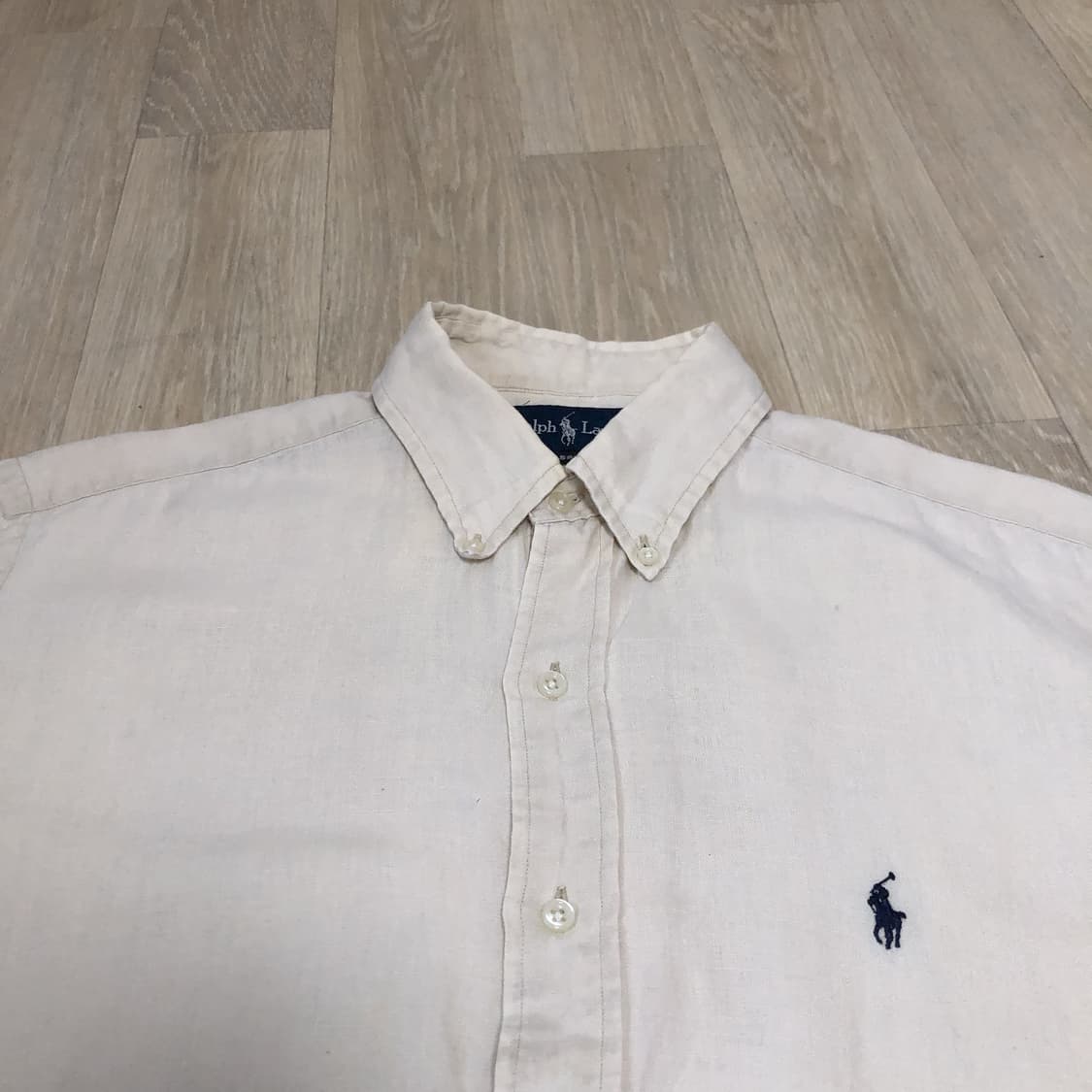 (M) 폴로 랄프로렌 POLO 클래식핏 린넨 반팔 셔츠 베이지 아이보리 상품이미지4