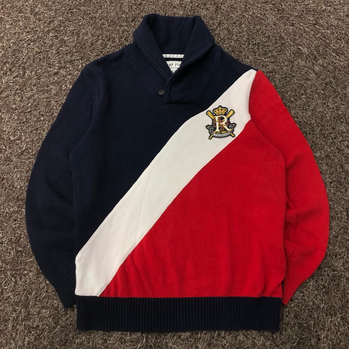 100 빈폴 숄카라 배색 니트 상품이미지1