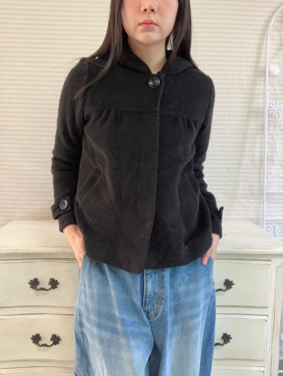 빈티지 블랙 후드 자켓 y2k 스트릿 갸루 펑키 일본빈티지 상품이미지1