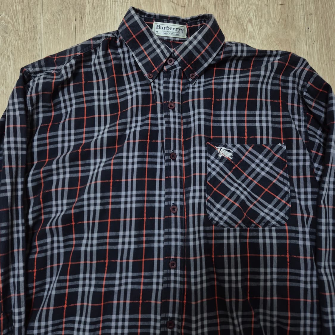 버버리 기마로고 긴팔 체크셔츠 M(95) 상품이미지2