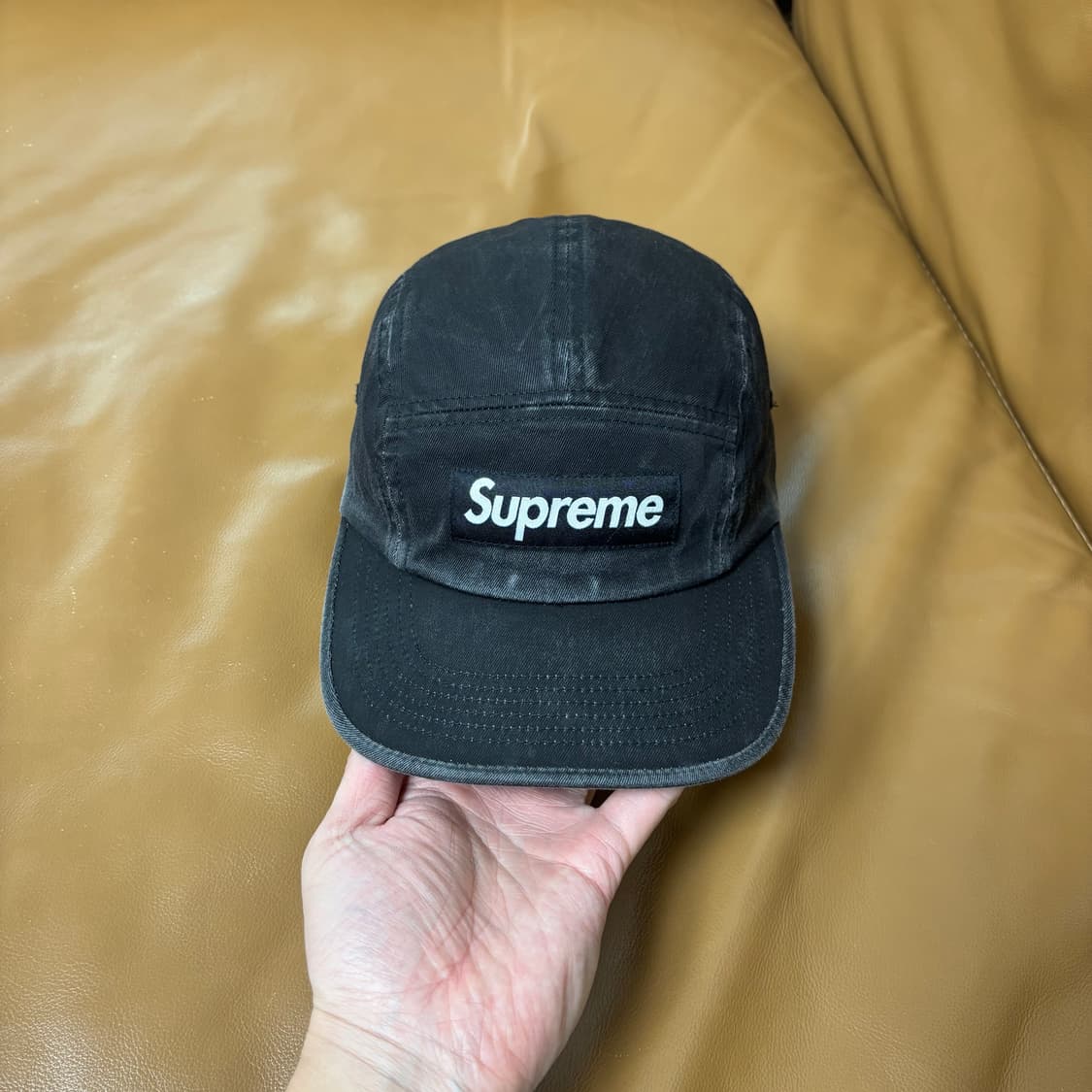 슈프림 캠프캡 모자 박스로고 워시드 블랙 상품이미지2