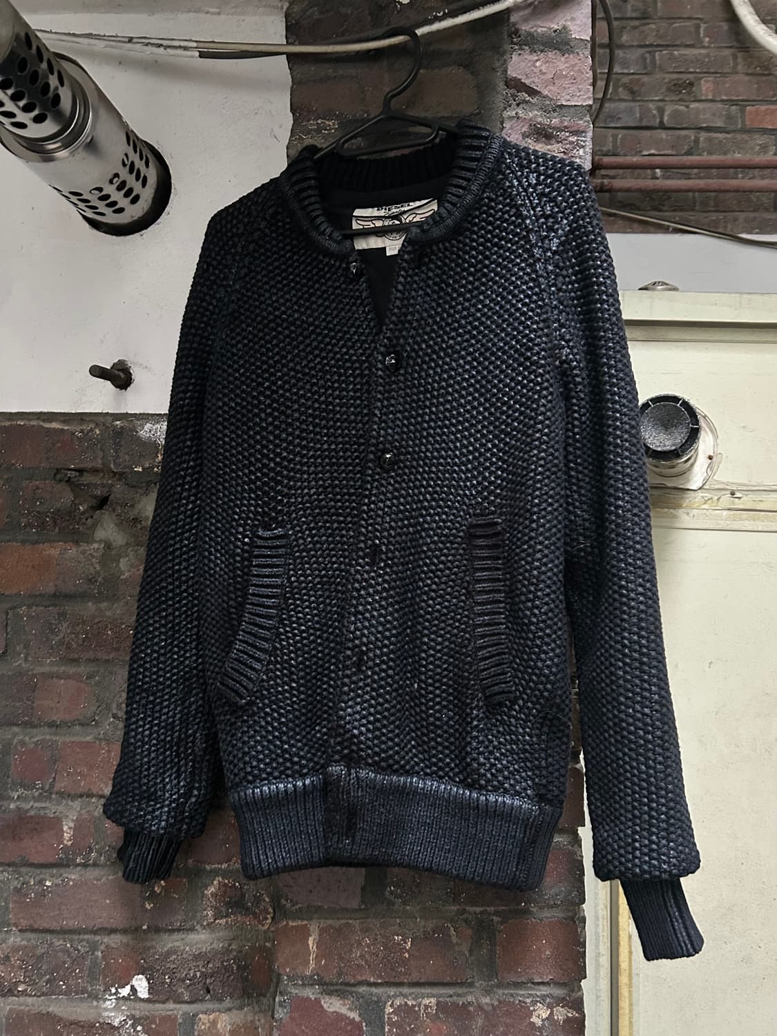 2000s 디젤 네이비 니트집업 상품이미지1